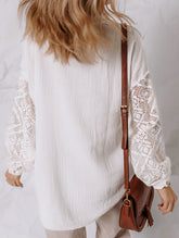 Loose lace panel long-sleeved cardigan